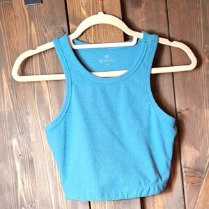 AS Revival Blue Cropped Sleeveless Speed Tank Small